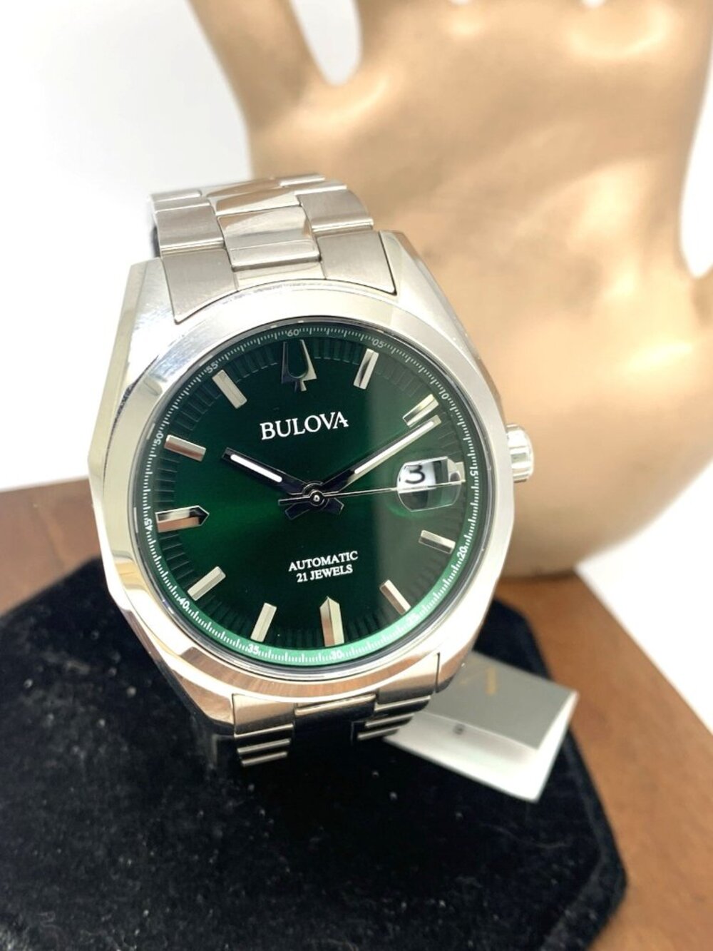 Bulova Men's Watch 96B429 Surveyor Automatic Green Dial Stainless Steel 39mm - Picture 13 of 14